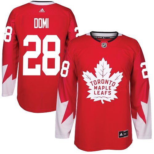 Adidas Maple Leafs #28 Tie Domi Red Team Canada Authentic Stitched NHL Jersey - Click Image to Close